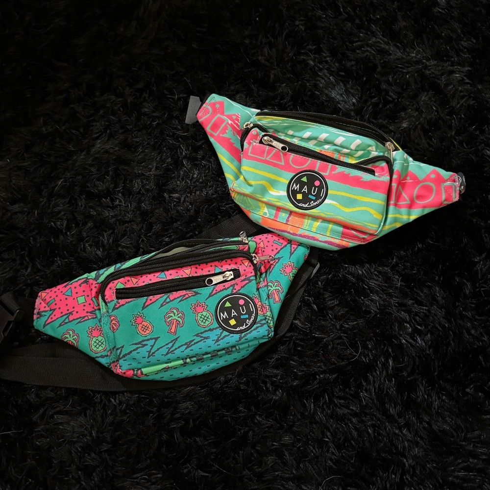 Maui and Sons Pink and Green Women's Waist Bag